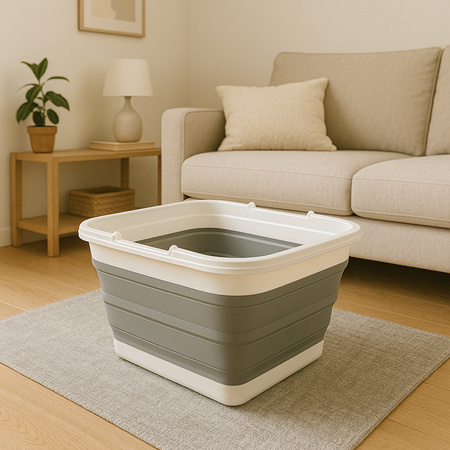 Składany Kosz na zakupy miska silikonowy uniwersalny 38x28,5x15 XXL, szary