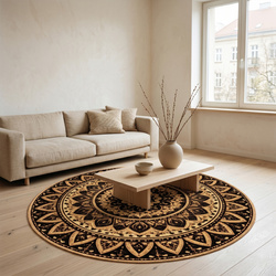 Dywan okrągły Mandala do salonu 120x120 orientalny NOVO antypoślizgowy