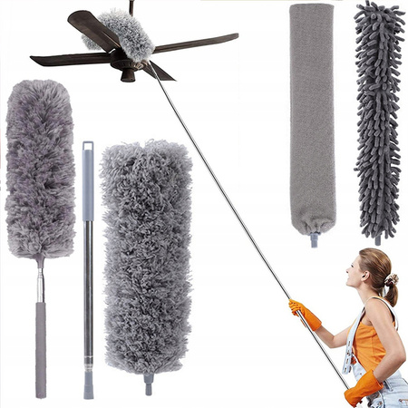 Miotełka teleskopowa do kurzu 3w1 250cm szczotka zmiotka zestaw XXL, szara