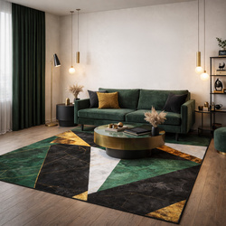 Dywan Novo 140x200 cm - Zielony Marmur - miękki do salonu i sypialni