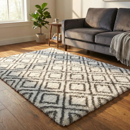 Dywan do salonu shaggy DECOR antypoślizgowy miękki puszysty modny 200x300 White Cube