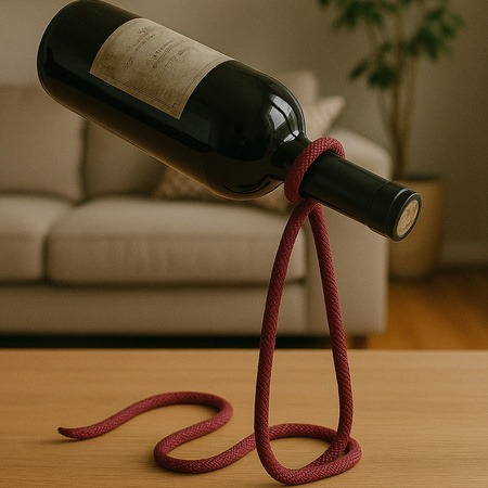 Stojak półka uchwyt na wino alkohol butelkę magiczny sznurek lasso, czerwony