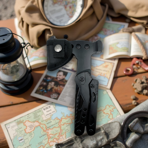 Reliable survival kit 18in1 STRADO compact military tactical multitool XXL for the traveler