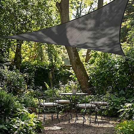 Żagiel przeciwsłoneczny szary trójkątny 3,6m ochrona UV wodoodporny +lina