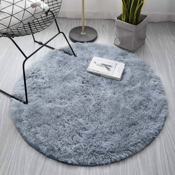 Shaggy Strado 300x300 SilverFur Round Carpet (Light Gray)