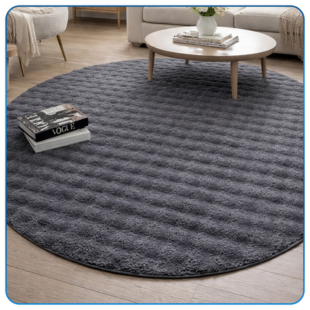 Dywan okrągły Rabbit Bubble 120 cm - miękki puszysty dywan do salonu i sypialni - szary