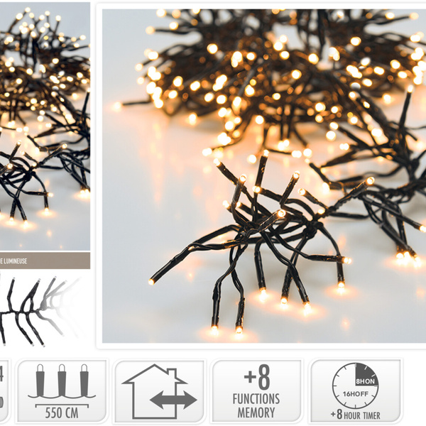 Lampki choinkowe 768 LED białe ciepłe wewnętrzne / zewnętrzne 8,6m Timer 8F, biały