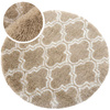 Dywan okrągły do salonu shaggy DECOR antypoślizgowy miękki puszysty 120x120, khaki