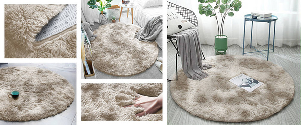 Shaggy Ombre Strado Round Carpet 140x140 OmbreCamel (Beige)