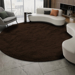 Dywan okrągły Shaggy 120x120 cm, ciemny brązowy DarkCoffee - pluszowy do salonu