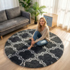Dywan okrągły do salonu shaggy DECOR antypoślizgowy miękki puszysty 120x120, szary