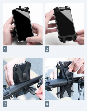 Ugreen silikonowy uchwyt rowerowy motocyklowy na telefon na kierownicę (Czarny)