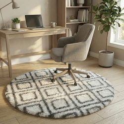 Dywan okrągły Shaggy Decor 140x140 cm, biały - pluszowy, miękki do salonu i sypialni