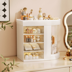 Organizer Maya clear casket for cosmetics and jewelry 4 drawers rotating lid elegant design