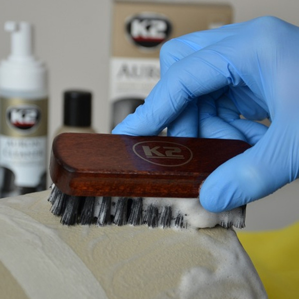 K2 Auron Brush szczotka do czyszczenia skóry i tapicerki G450 detailing Pro, złoty