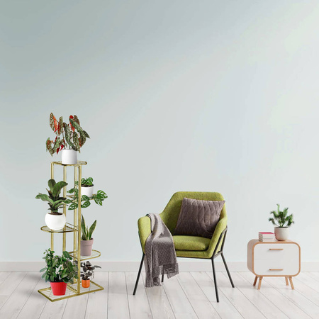 Metalowy duży kwietnik stojący na kwiaty rośliny 6 donic stojak 97cm XL, złoty