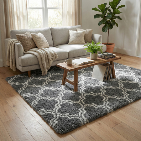 Dywan do salonu shaggy DECOR antypoślizgowy miękki puszysty modny 200x250 Grey Lantern