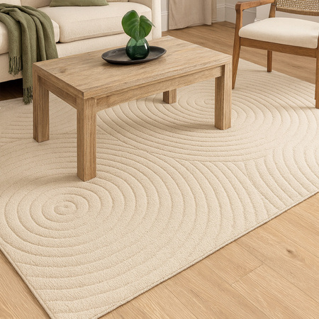 Dywan 140x200 do salonu pętelkowy duży japandi nowoczesny ciężki gruby POLO, beżowy