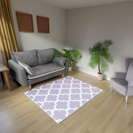 Dywan NOVO Strado nowoczesny do salonu delikatny szary wzór velvet Maroko Szare 140x200 cm