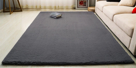 Dywan Rabbit futro królika antypoślizgowy nowoczesny miękki 160x230, szary