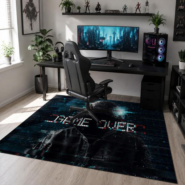 Dywan gamingowy 120x170 dla gracza mata pod fotel antypoślizgowy GameOver
