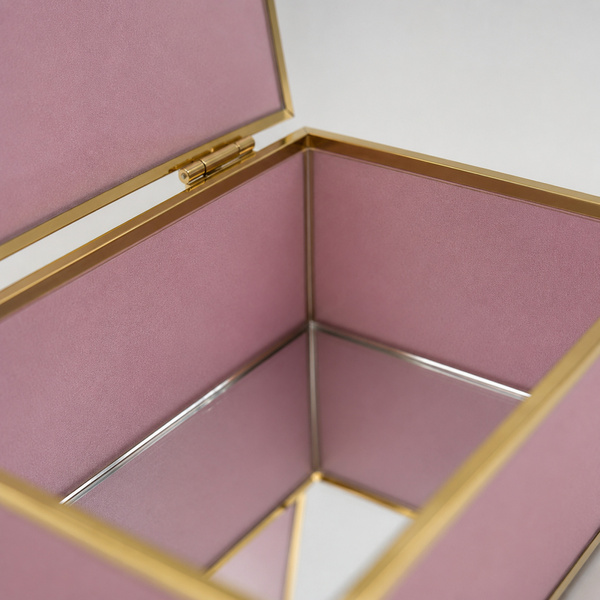 Szkatułka na biżuterię 18x13x7 cm organizer pudełko dekoracyjna pojemna welurowa różowa