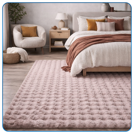 Dywan Rabbit Bubble 80x150 cm - miękki puszysty dywan do salonu i sypialni - różowy