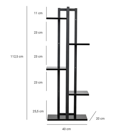 Kwietnik stojący metalowy stojak na kwiaty rośliny na 6 donic TOWER 112,5cm, czarny