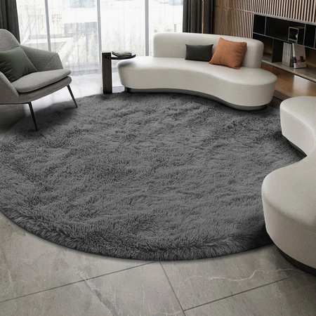 Shaggy Strado Round Carpet 180x180 GreyNight (Dark Gray)