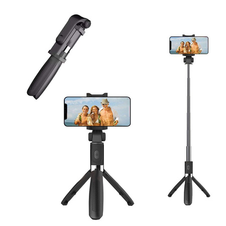 Kijek selfie stick ze statywem rozkładany tripod pilot wyzwalacz BL L01, czarny