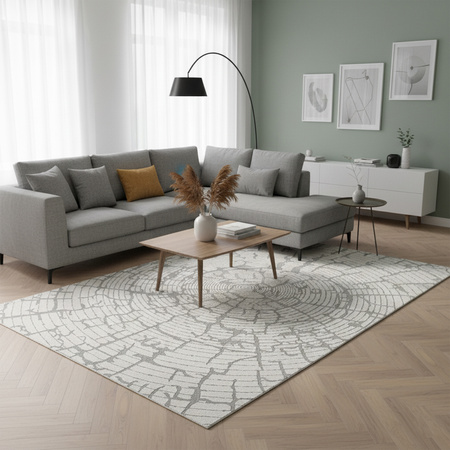 Dywan 120x170 do salonu pętelkowy duży japandi nowoczesny ciężki gruby POLO - Star (Szary)