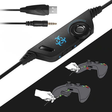 Słuchawki gamingowe LED z mikrofonem HunterSpider V01 (Niebieskie)