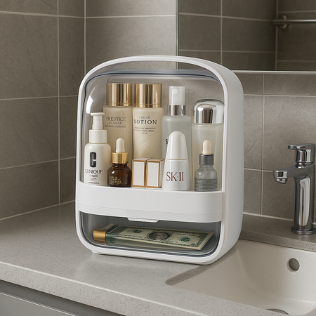 Kompaktowa szkatułka organizer NELA na biżuterię i kosmetyki praktyczny pojemnik z przegródkami