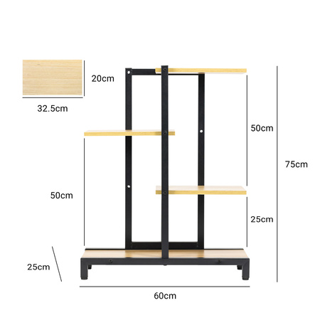 KWIETNIK 75 cm stojący metalowy stojak na kwiaty 4 poziomy półki mocny Oaza