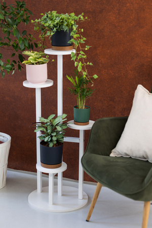 KWIETNIK FINO stojak metalowy na kwiaty rośliny na donice 4 poziomy 100 cm, biały