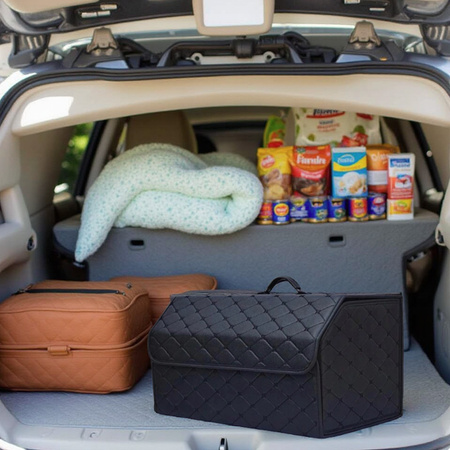 Składany duży organizer do bagażnika samochodu pikowany kuferek torba pojemnik na zakupy i narzędzia