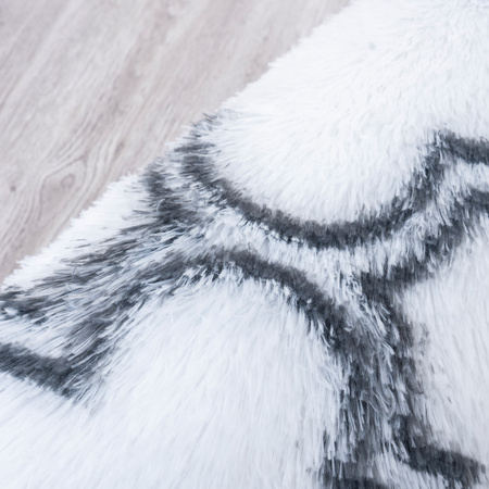 Dywan okrągły do salonu shaggy DECOR antypoślizgowy miękki puszysty 120x120, biały