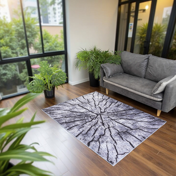 NOVO Strado modern tree trunk carpet for living room delicate gray velvet pattern Gray Trunk 160x200 cm