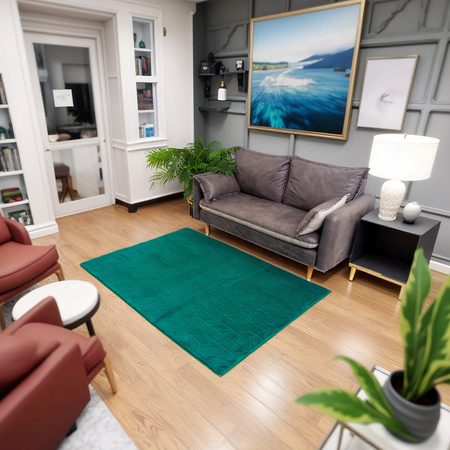 Dywan Rabbit 3D pluszowy miękki jedwabisty futro królika 140x200, zielony