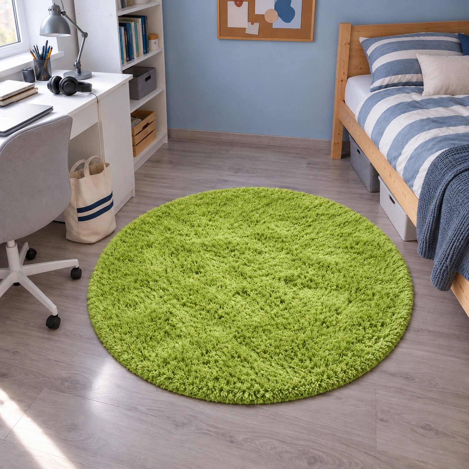 Dywan okrągły Shaggy GreenGrass 120 cm — pokój młodzieżowy
