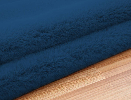 Dywan Okrągły Rabbit futro królika antypoślizgowy puszysty 100x100, granatowy