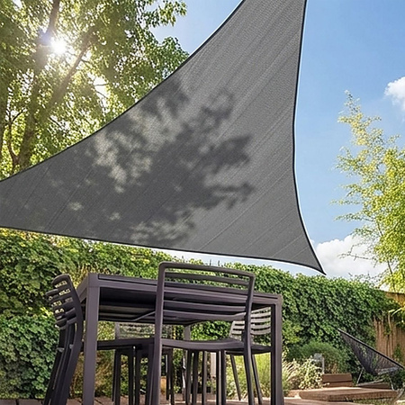 Żagiel przeciwsłoneczny szary trójkątny 3,6m ochrona UV wodoodporny +lina