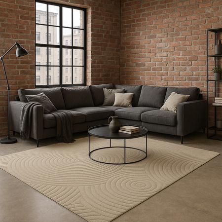 Dywan 140x200 do salonu pętelkowy duży japandi nowoczesny ciężki gruby POLO, beżowy