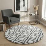 Dywan okrągły do salonu shaggy DECOR antypoślizgowy miękki puszysty 140x140 White Cube