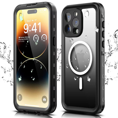 Etui wodoodporne IP68 360+ pasek do iPhone 15 Pro (Czarne)