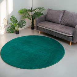 Dywan okrągły Rabbit 120 cm, zielony - pluszowy, miękki do salonu i sypialni