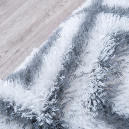 Dywan okrągły do salonu shaggy DECOR antypoślizgowy miękki puszysty 140x140 White Cube