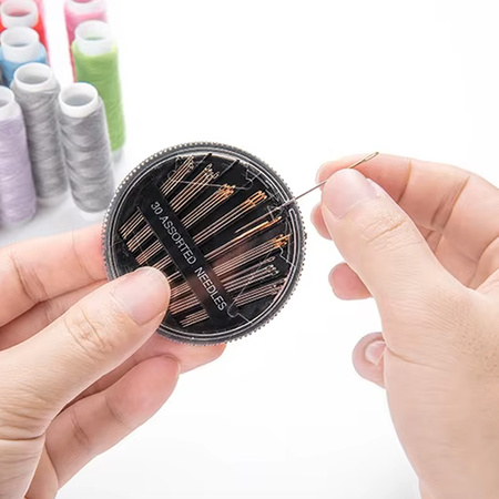 Duży Zestaw do szycia przybornik krawiecki nici igły nożyczki centymetr