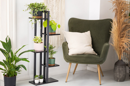 Kwietnik stojący metalowy stojak na kwiaty rośliny na 6 donic TOWER 112,5cm, czarny