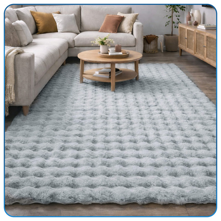 Dywan Rabbit Bubble 120x170 cm - miękki puszysty dywan do salonu i sypialni - srebrny